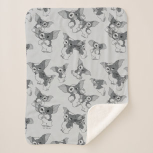 Gizmo   Black & White Pattern Sherpa Blanket