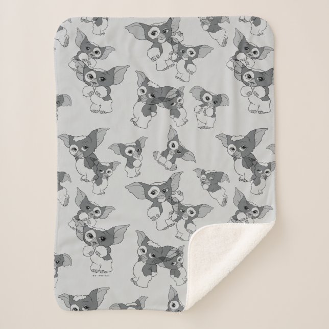 Gizmo | Black & White Pattern Sherpa Blanket (Front)