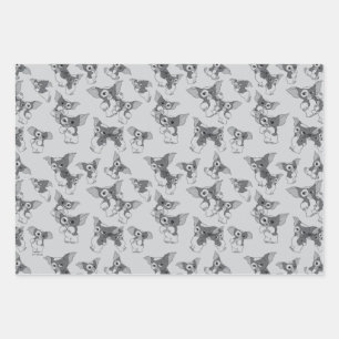 Gizmo   Black & White Pattern Wrapping Paper Sheet