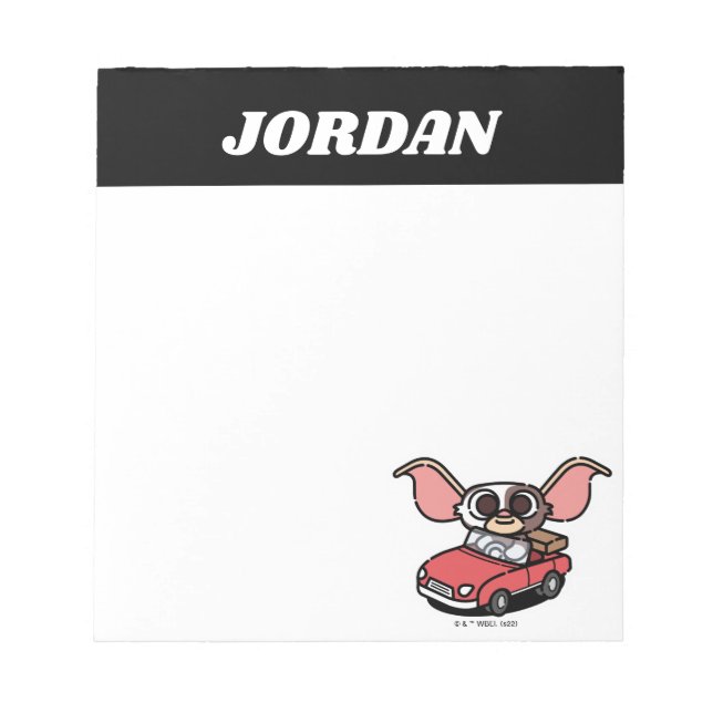 Gizmo | Cute Comic Driver | Add Your Name Notepad (Front)