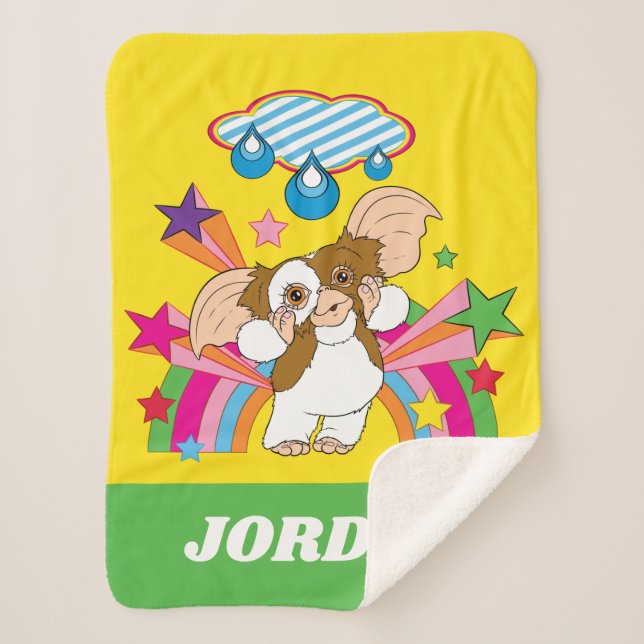 Gizmo | Dreaming of Raindrops | Add Your Name Sherpa Blanket (Front)