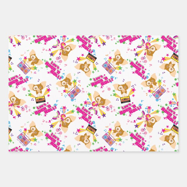 Gizmo | Let's Rock 'n Roll Pattern Wrapping Paper Sheet (Front)