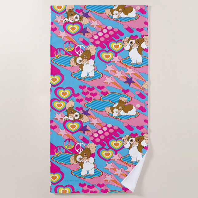 Gizmo | Pink Peace & Love Pattern Beach Towel (Front)