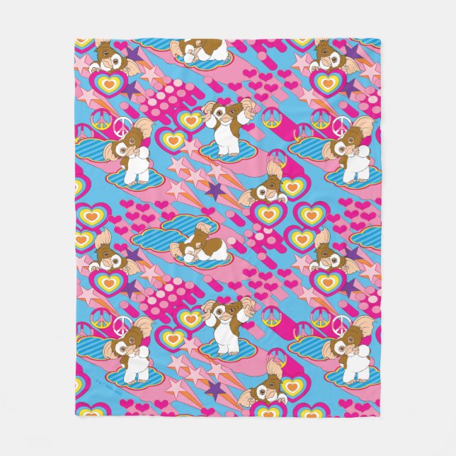 Gizmo | Pink Peace & Love Pattern Fleece Blanket (Front)