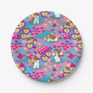Gizmo   Pink Peace & Love Pattern Paper Plate