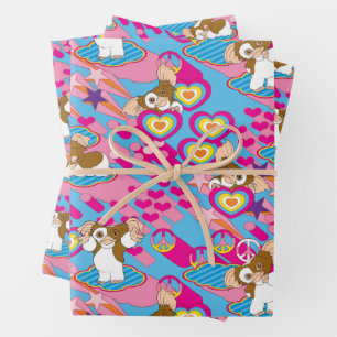 Gizmo   Pink Peace & Love Pattern Wrapping Paper Sheet