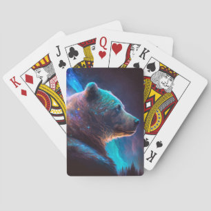 Gizzly Bear Animal Portrait Painting Wildlife Playing Cards