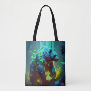 Gizzly Bear Animal Portrait Painting Wildlife Tote Bag