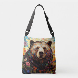 Gizzly Bear Colourful Animal Enchanting  Crossbody Bag