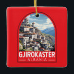 Gjirokaster Albania Travel Art Vintage Ceramic Ornament<br><div class="desc">Gjirokastër retro vector travel design. It is located in a valley between the Gjerë mountains and the Drino.</div>
