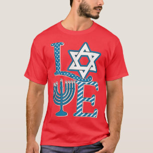 gJLb Love Hanukkah Happy Hanukkah Menorah Jewish L T-Shirt