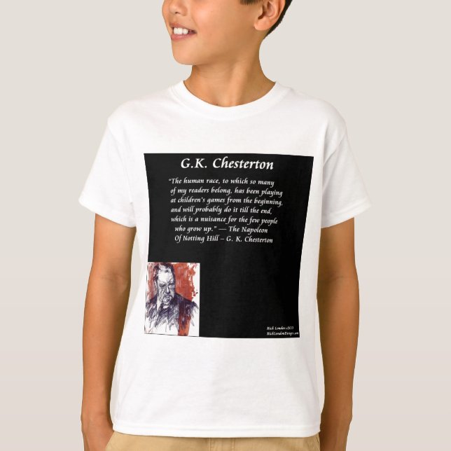 GK Chesterton & Opening Book Line T-Shirt (Front)
