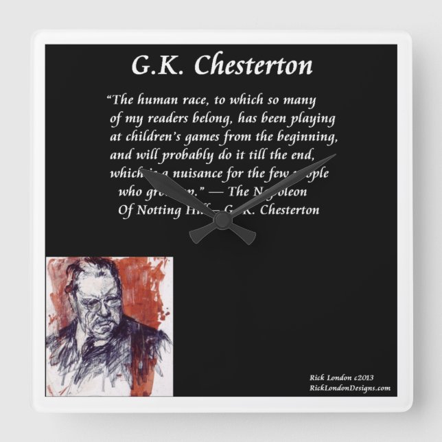 GK Chesterton Square Wall Clock (Front)