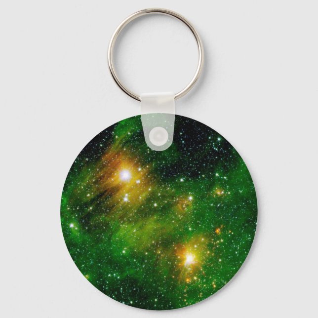 GL490 Green Gas Cloud Nebula - NASA Space Photo Key Ring (Front)