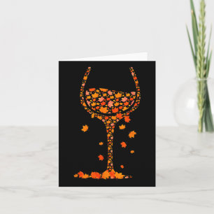 Gl Of Wine Maple Leaf Autumn Fall Funny Drink Wine Card