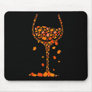 Gl Of Wine Maple Leaf Autumn Fall Funny Drink Wine Mouse Pad
