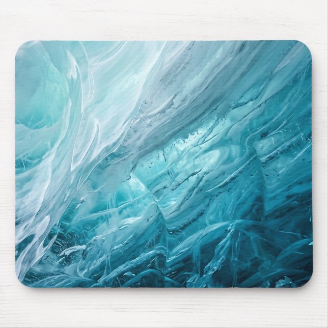 Glacial Blue Ice Abstract Mouse Pad (Front)