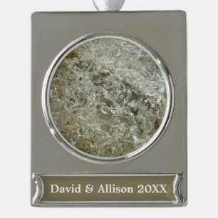Glacial Ice Abstract Nature Texture Silver Plated Banner Ornament