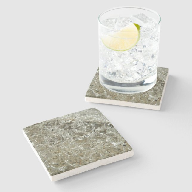 Glacial Ice Abstract Nature Texture Stone Coaster (Side)