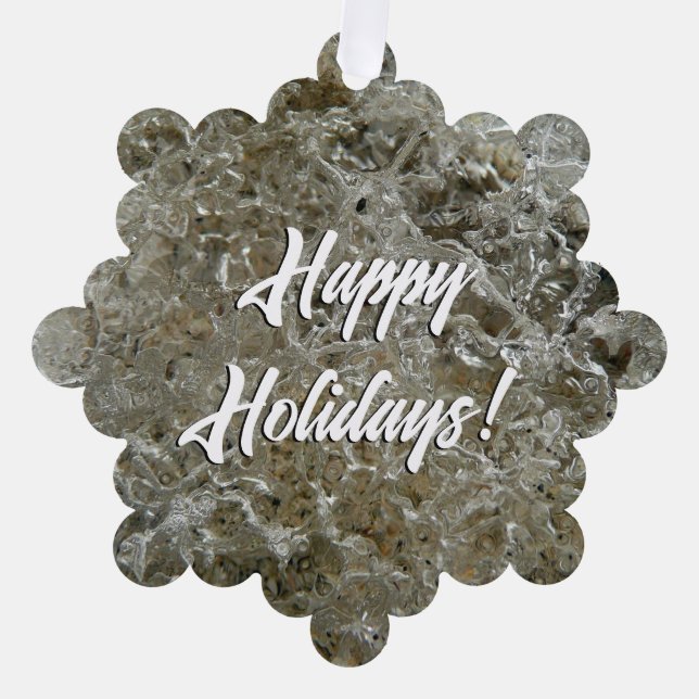 Glacial Ice Abstract Nature Texture Tree Decoration Card (Front)