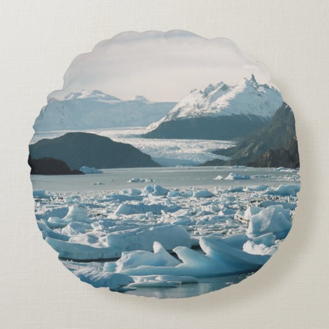 Glacial Icebergs Round Cushion (Front)