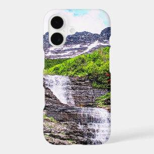 Glacial Melt Waterfalls Rush off Rocky Mountains