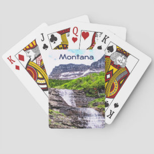 Glacial Melt Waterfalls Rush off Rocky Mountains Playing Cards