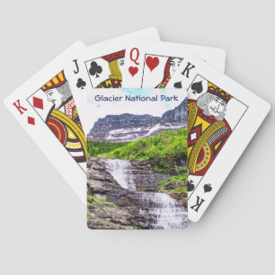 Glacial Melt Waterfalls Rush off Rocky Mountains Playing Cards