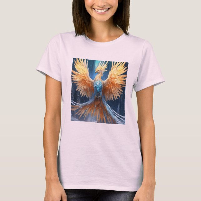 "Glacial Splendour: Majestic Ice Phoenix" T-Shirt (Front)