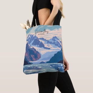 Glacier Bay Alaska Vintage Art Travel Illustration Tote Bag