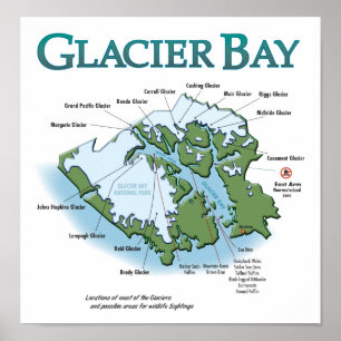Glacier Bay Map Print
