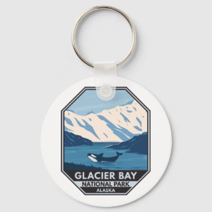 Glacier Bay National Park Alaska Orca Art Vintage Key Ring