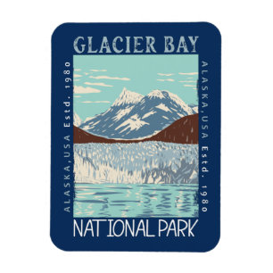 Glacier Bay National Park Alaska Retro Distressed Magnet
