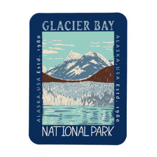 Glacier Bay National Park Alaska Retro Distressed  Magnet