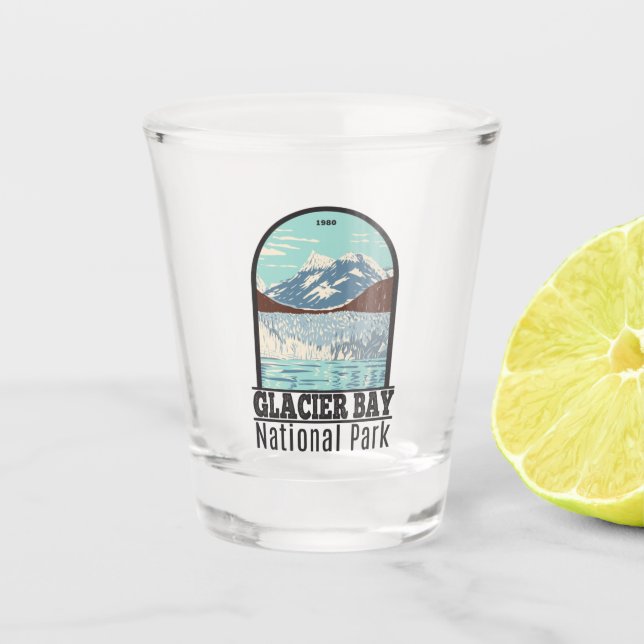 Glacier Bay National Park Alaska Vintage Shot Glass (Front)
