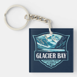 Glacier Bay National Park Illustration Retro Key Ring