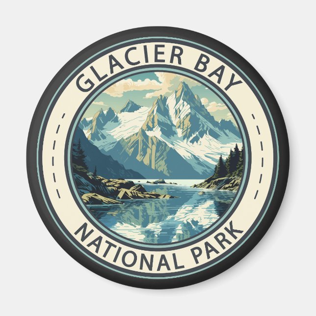 Glacier Bay National Park Illustration Travel Art Magnet (Front)