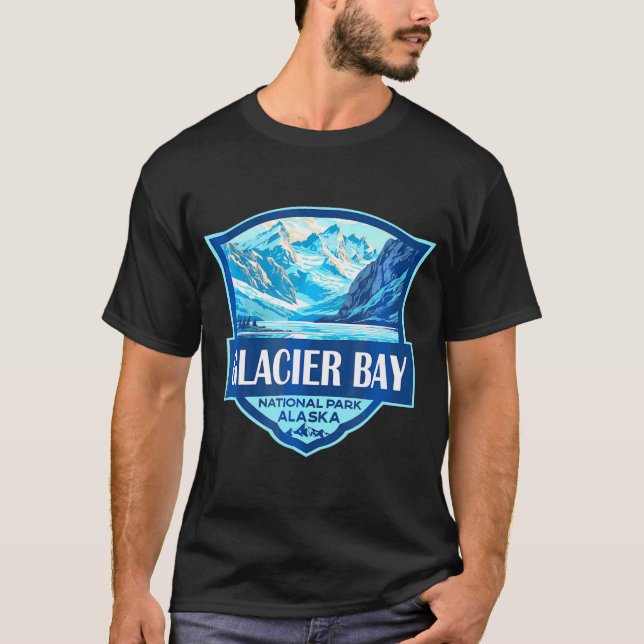 Glacier Bay National Park Illustration Travel Retr T-Shirt (Front)