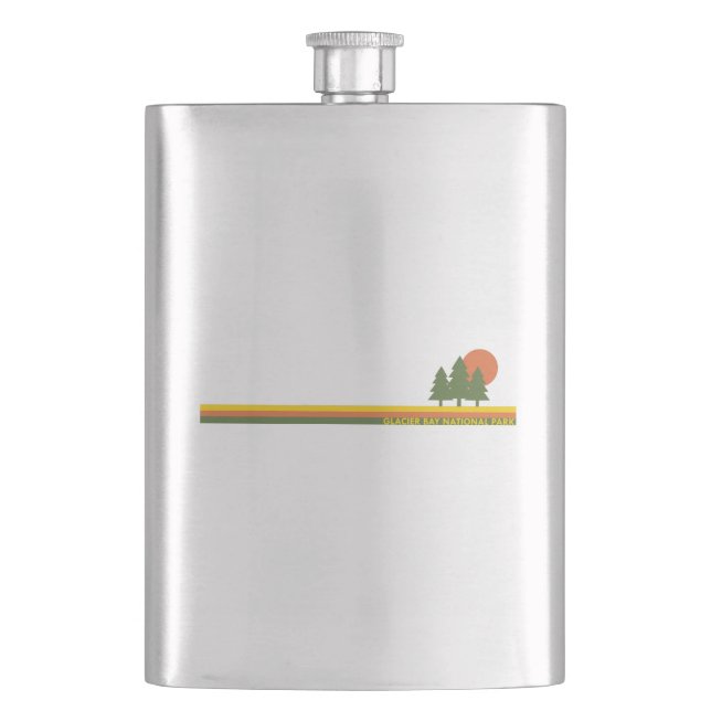 Glacier Bay National Park Pine Trees Sun Hip Flask (Front)