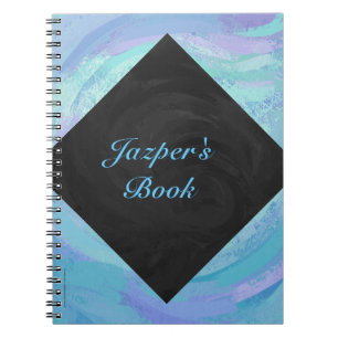 Glacier Blue and Black Textured Monogram Notebook