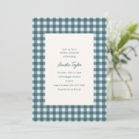 Glacier Blue Gingham Preppy Bridal Shower Brunch