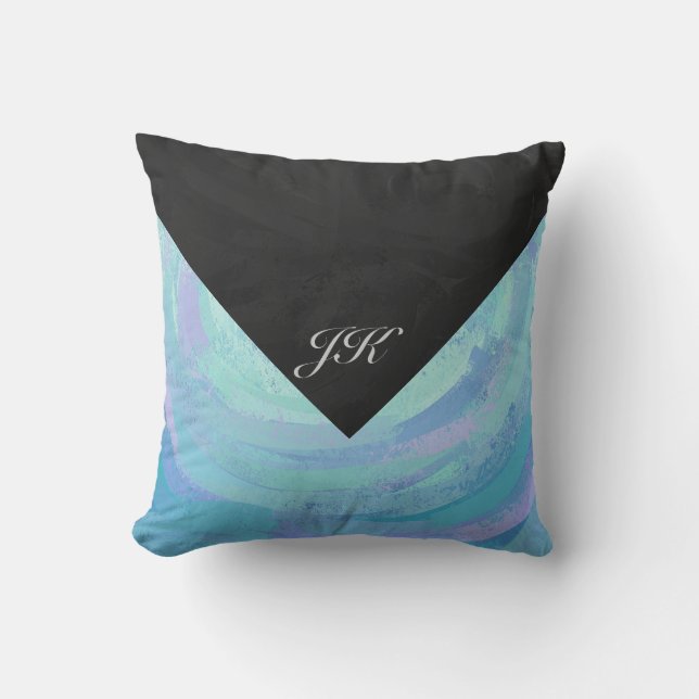 Glacier Blue Monogram Cushion (Front)