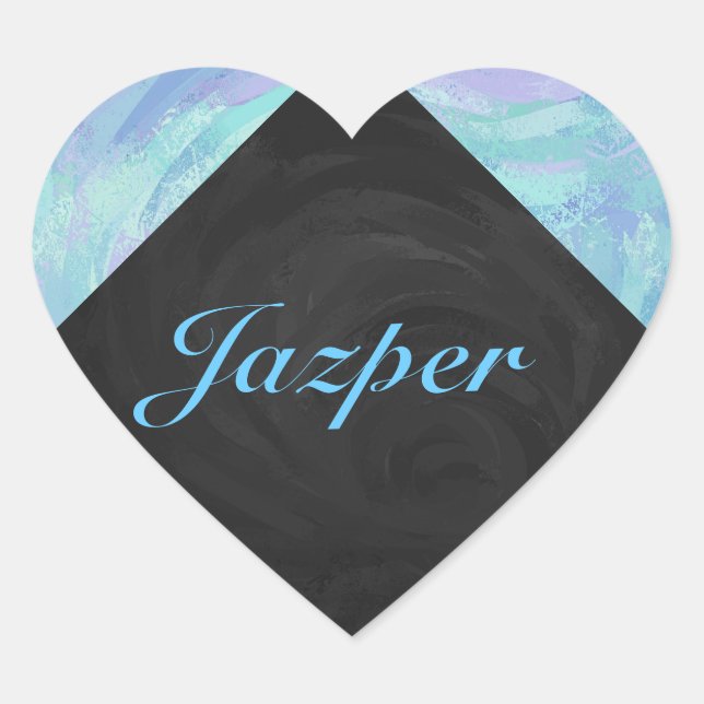 Glacier Blue Monogram Heart Sticker (Front)