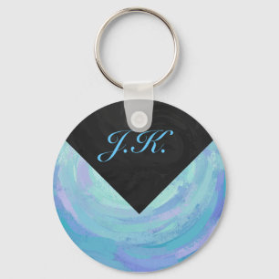 Glacier Blue Monogram Key Ring