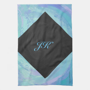 Glacier Blue Monogram Tea Towel