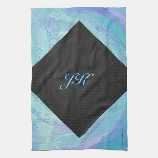 Glacier Blue Monogram Tea Towel (Vertical)