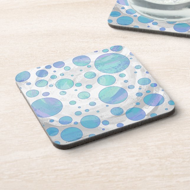 Glacier Blue Polka Dot Pattern Coaster (Left Side)