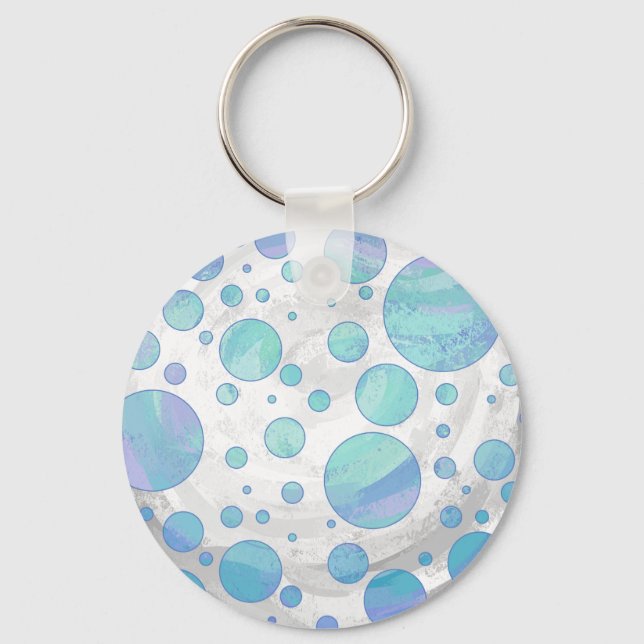 Glacier Blue Polka Dot Pattern Key Ring (Front)
