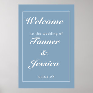 Glacier Blue & White Modern Wedding Welcome  Poster