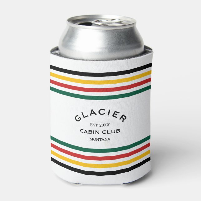 Glacier Cabin Club Custom Crest Park Stripe Can Cooler (Can Front)